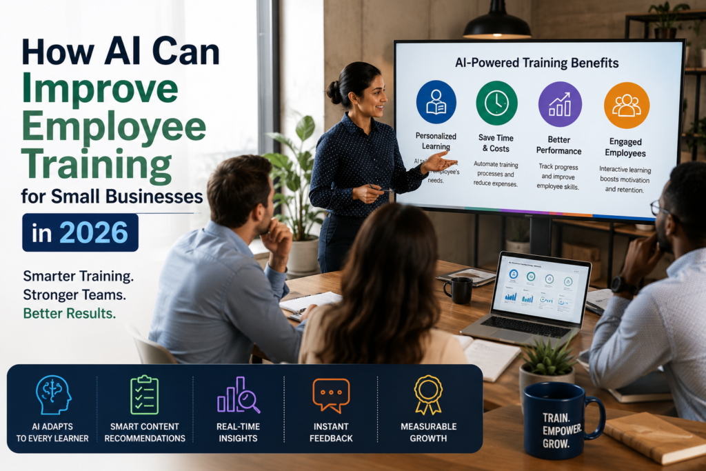AI-powered employee training helping small businesses improve workforce skills, productivity, and learning in 2026